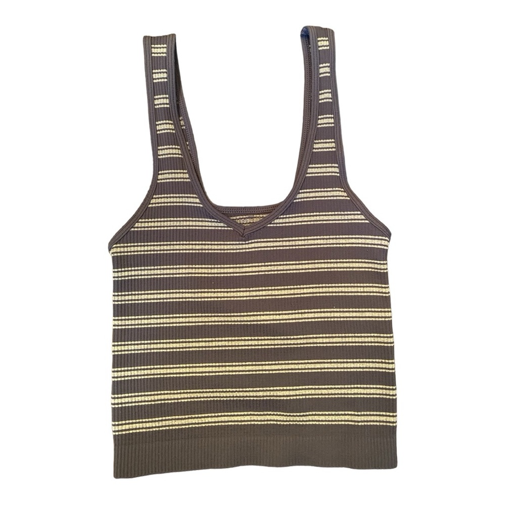 Tillys Full Tilt Seamless Striped Ribbed V-Neck Tank Top XS/S
